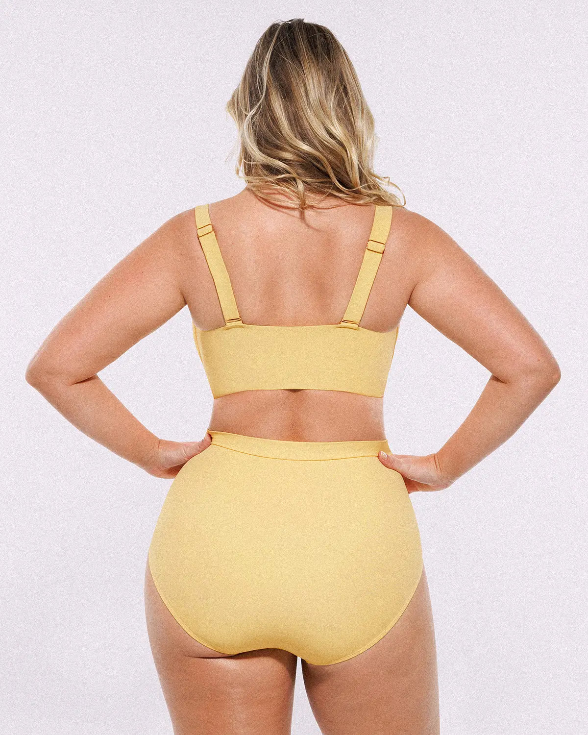 Back view of Smart Sculpt Ruched V-Neck Bikini Set showing adjustable wide straps and underband support