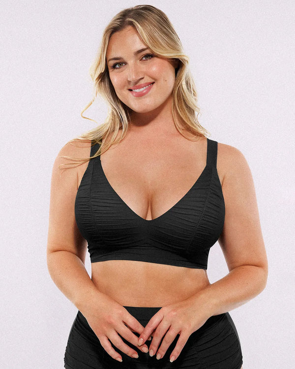 Smart Sculpt™ Ruched V-Neck Bikini Top & High-Waisted Bottom Set