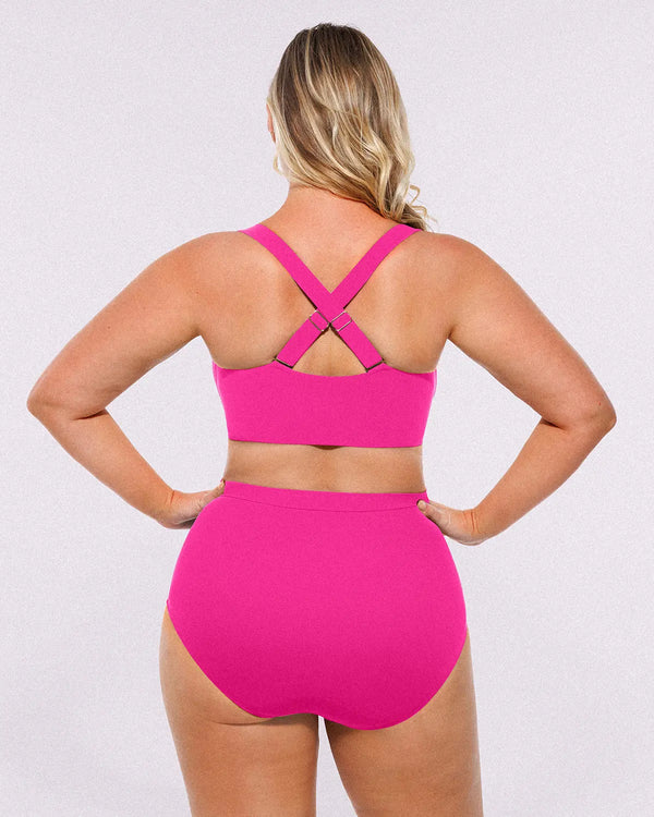 Smart Sculpt™ Ruched V-Neck Bikini Top & High-Waisted Bottom Set