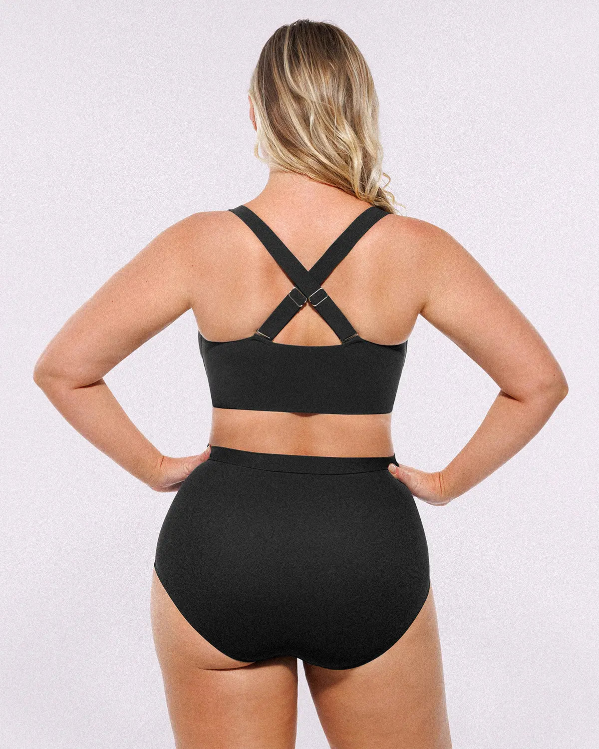 Back view of Smart Sculpt Ruched V-Neck Bikini Set showing adjustable wide straps and underband support