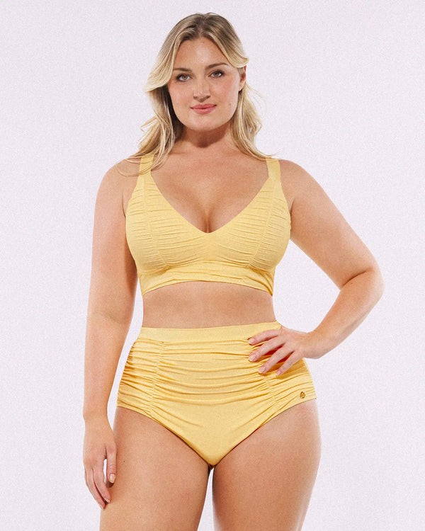 Smart Sculpt™ Ruched V-Neck Bikini Top & High-Waisted Bottom Set