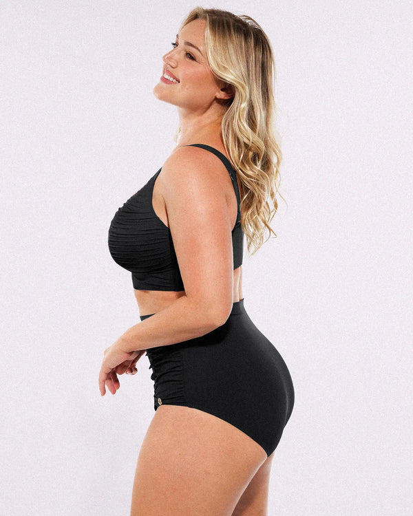 Smart Sculpt™ Ruched V-Neck Bikini Top & High-Waisted Bottom Set