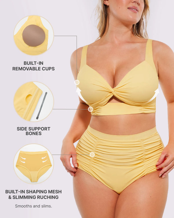 Smart Sculpt™ Twist-Front Bikini Top & High-Waisted Bottom Set
