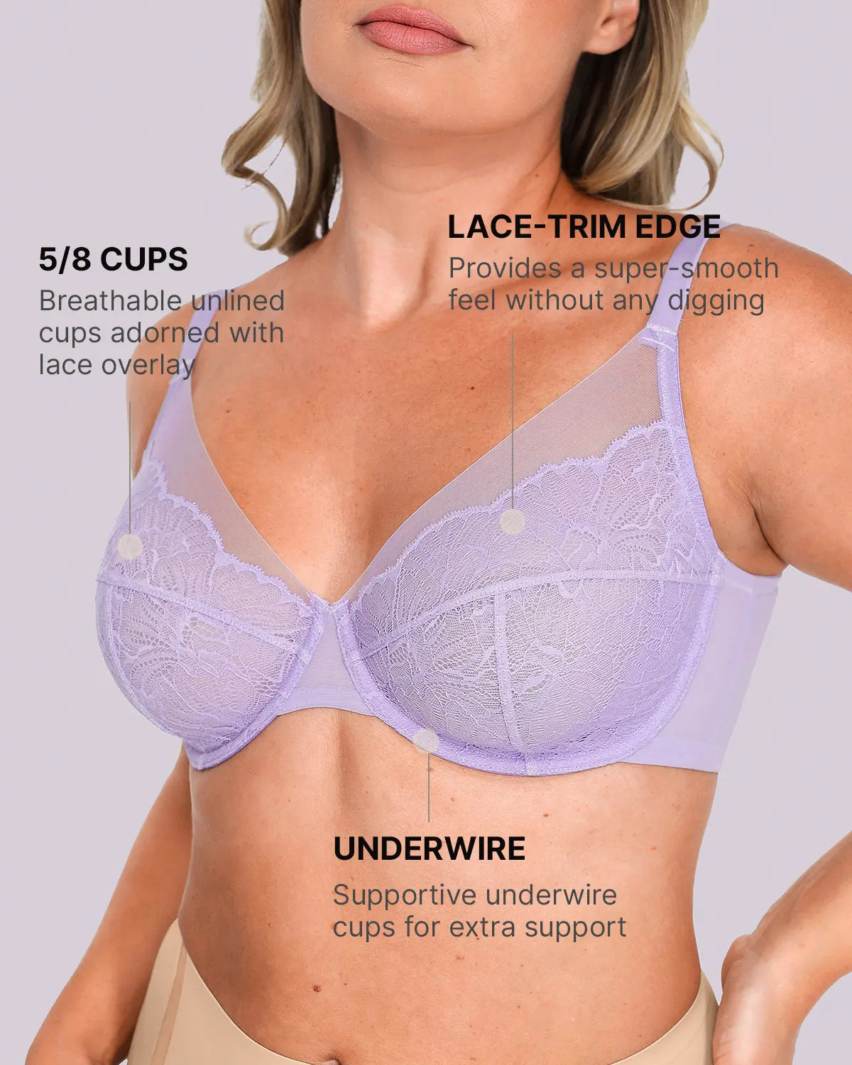 Bare Essentials™ AirSlim® Unlined Lace Underwired Uplift Bra